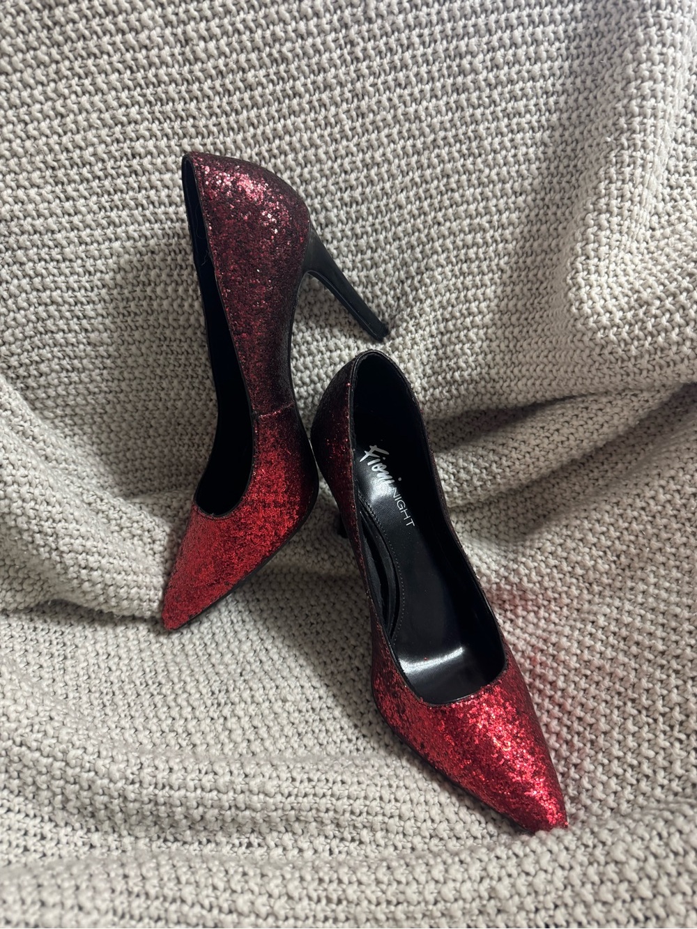 FIONI Clothing Red Glitter‎ Pointed-Toe Stiletto Heels